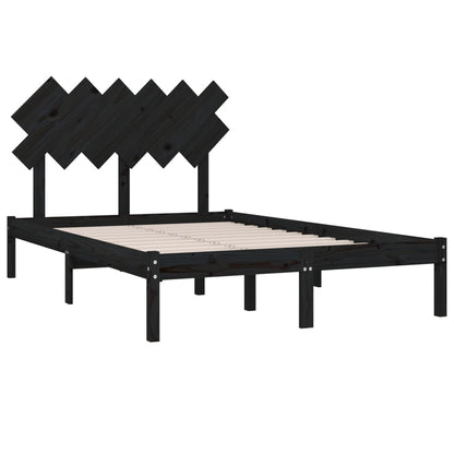 Estrutura cama dupla pequena 120x190 cm madeira maciça preto