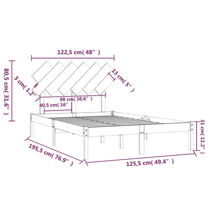 Estrutura cama dupla pequena 120x190 cm madeira maciça preto