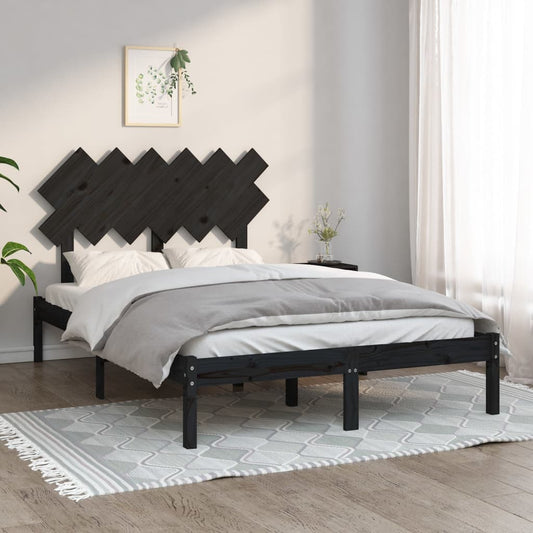 Estrutura cama dupla pequena 120x190 cm madeira maciça preto