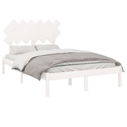 Estrutura de cama dupla 135x190 cm madeira maciça branco