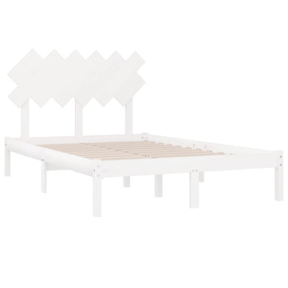 Estrutura de cama dupla 135x190 cm madeira maciça branco