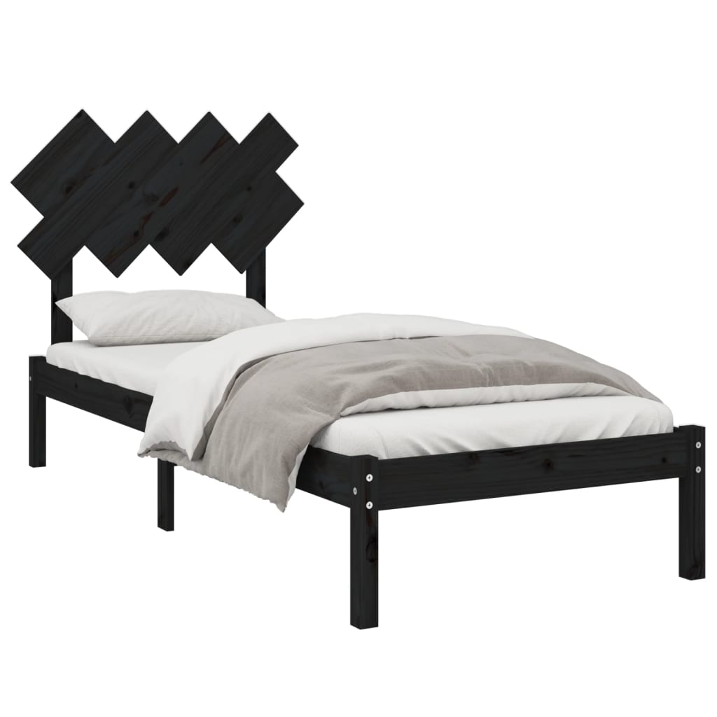 Estrutura de cama 90x200 cm madeira maciça preto