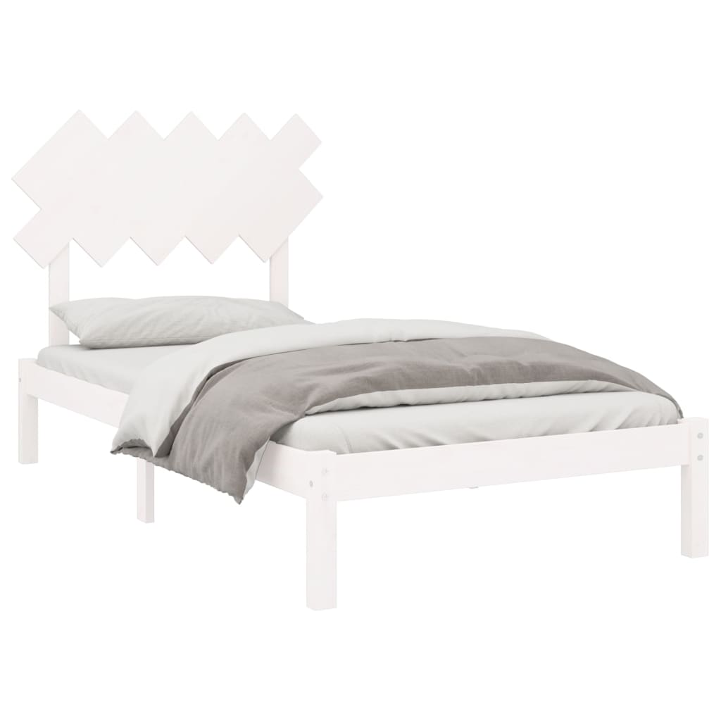 Estrutura de cama 100x200 cm madeira maciça branco