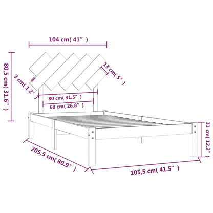 Estrutura de cama 100x200 cm madeira maciça branco