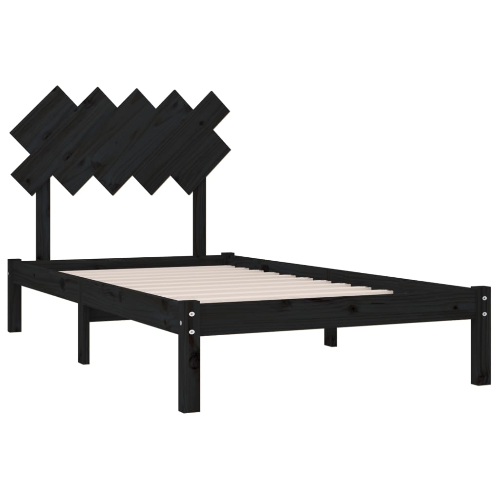 Estrutura de cama 100x200 cm madeira maciça preto