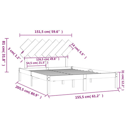 Estrutura de cama king 150x200 cm madeira maciça