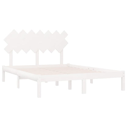 Estrutura de cama king 150x200 cm madeira maciça branco