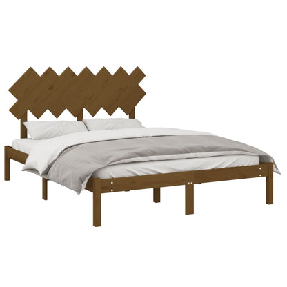 Estrutura cama king 150x200 cm madeira maciça castanho-mel