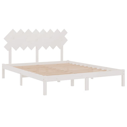 Estrutura de cama 160x200 cm madeira maciça branco