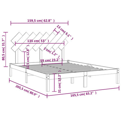 Estrutura de cama 160x200 cm madeira maciça branco