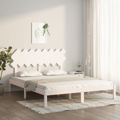 Estrutura de cama 160x200 cm madeira maciça branco