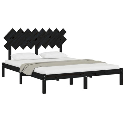 Estrutura de cama 160x200 cm preto pinho maciço