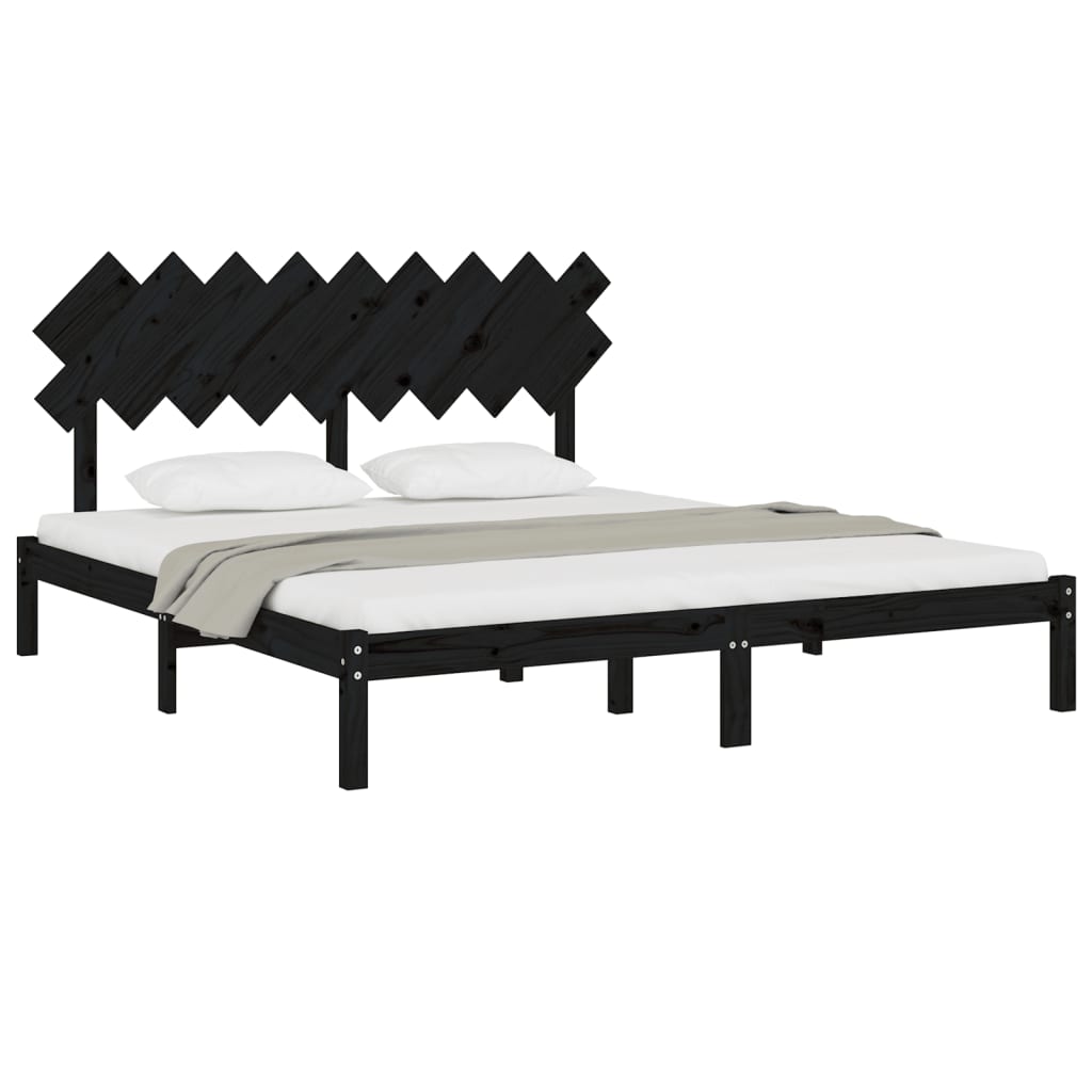 Estrutura de cama super king 180x200 cm preto madeira maciça