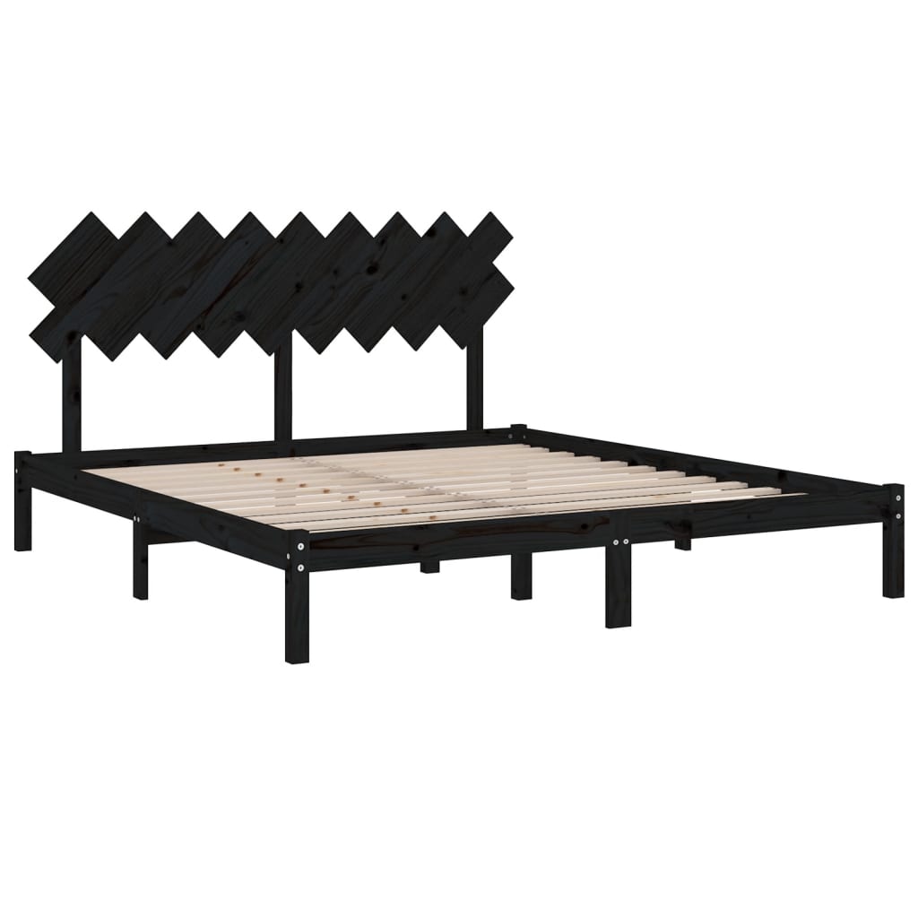 Estrutura de cama super king 180x200 cm preto madeira maciça