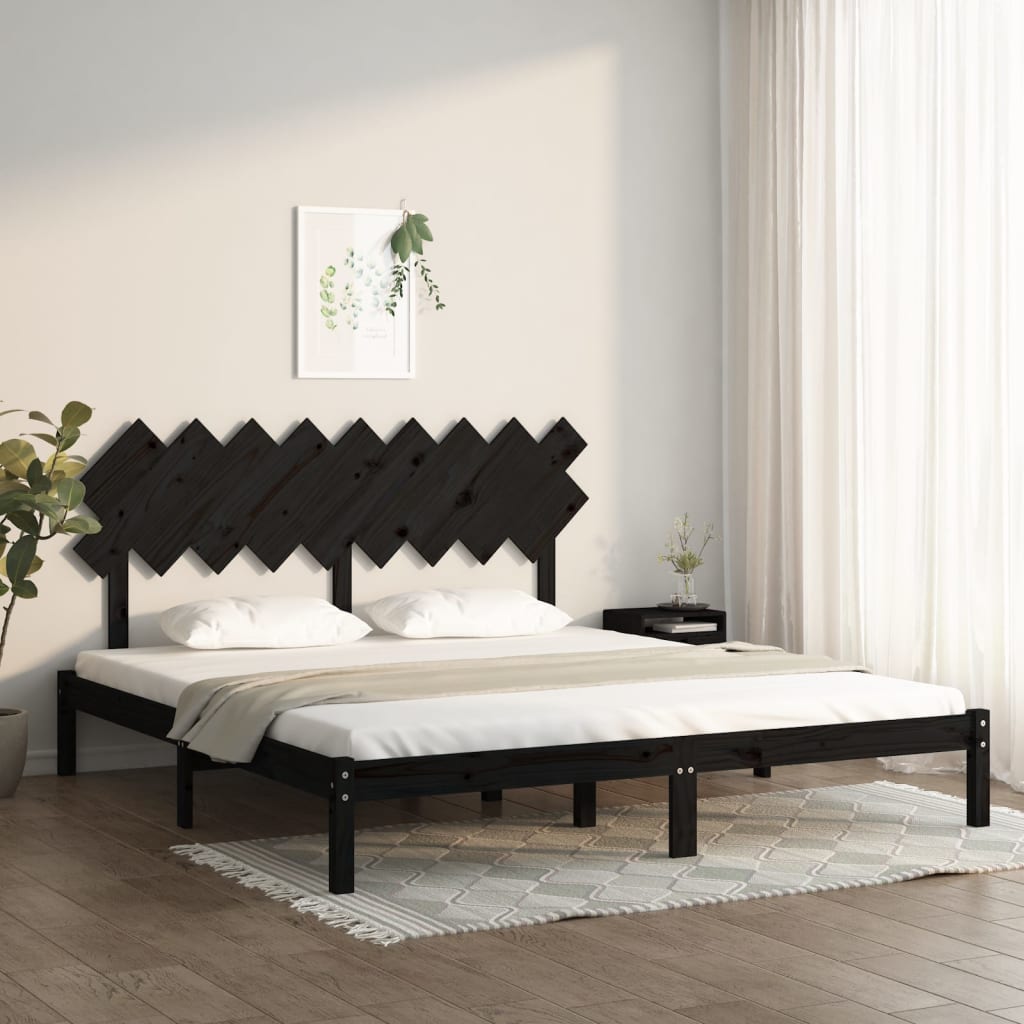 Estrutura de cama super king 180x200 cm preto madeira maciça