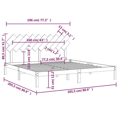 Estrutura de cama 200x200 cm madeira maciça