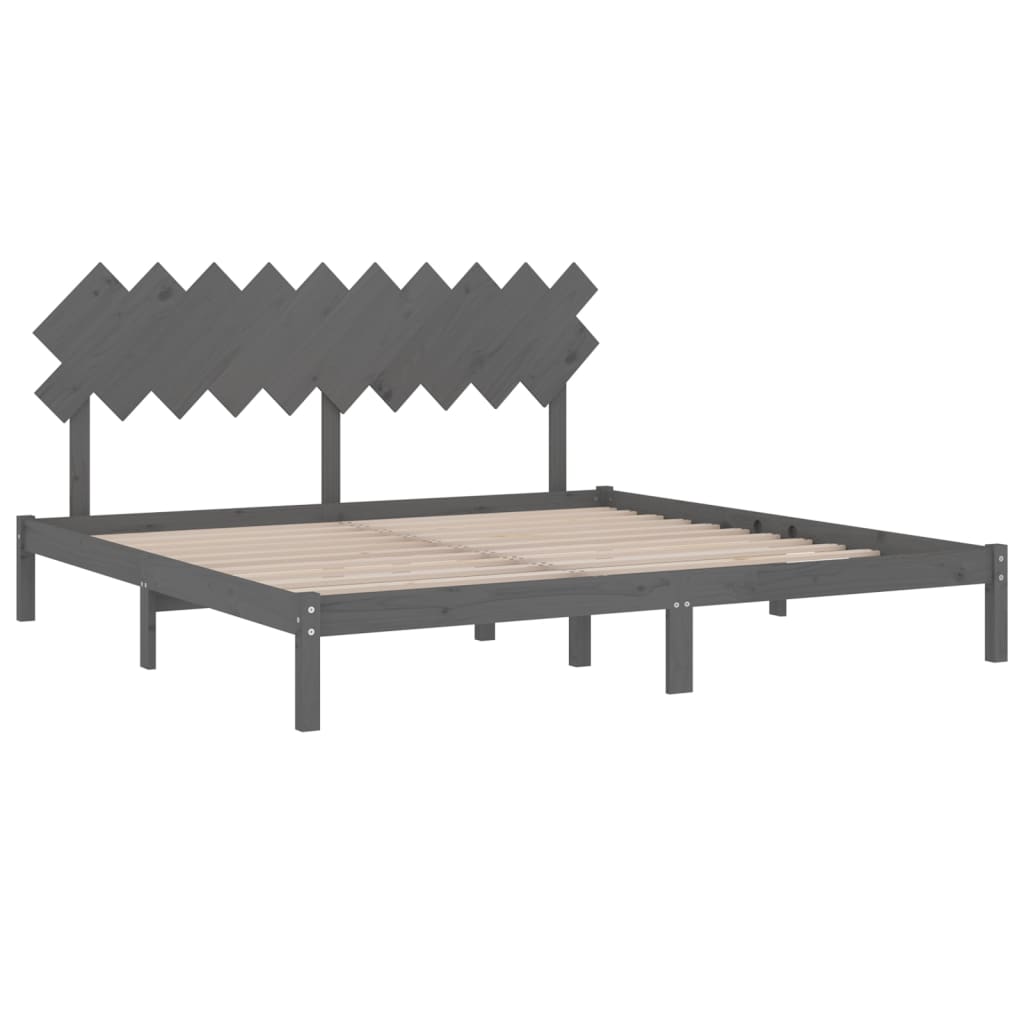 Estrutura de cama 200x200 cm cinzento madeira maciça