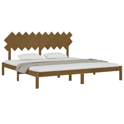 Estrutura de cama 200x200 cm castanho mel madeira maciça