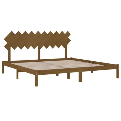 Estrutura de cama 200x200 cm castanho mel madeira maciça