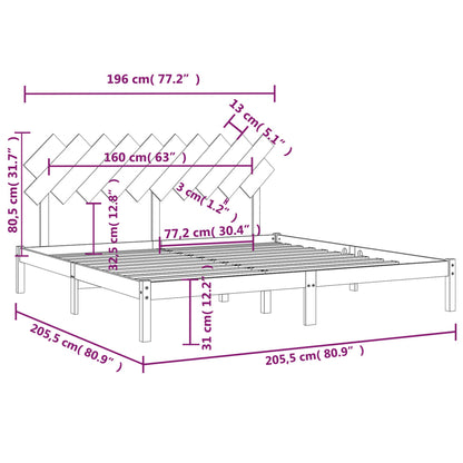 Estrutura de cama 200x200 cm castanho mel madeira maciça