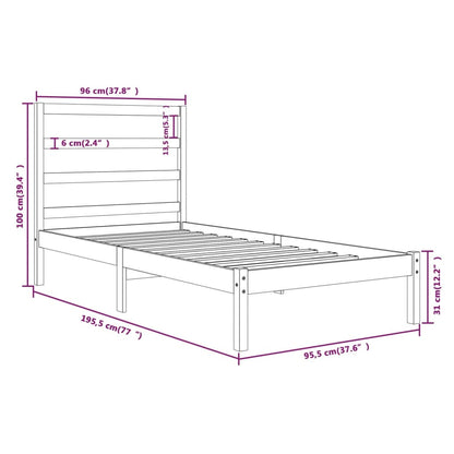 Estrutura de cama solteiro 90x190 cm madeira maciça