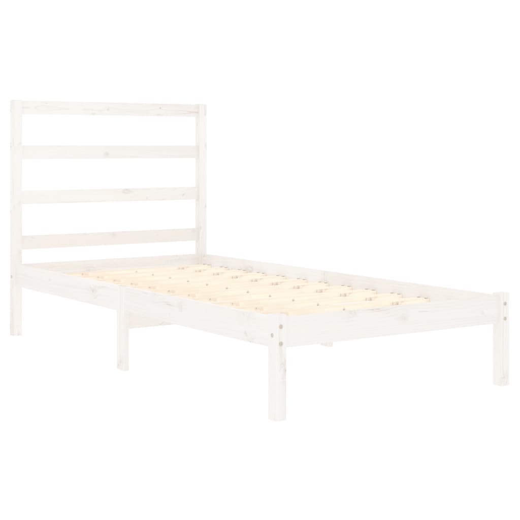 Estrutura cama de solteiro 90x190 cm madeira maciça branco