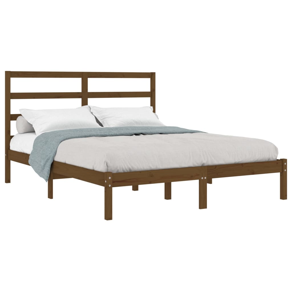 Estrutura de cama dupla pequena 120x190 cm madeira castanho mel