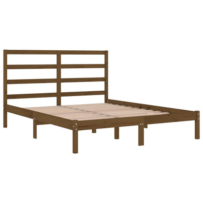 Estrutura de cama dupla pequena 120x190 cm madeira castanho mel