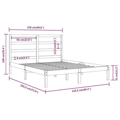 Estrutura cama dupla pequena 120x190 cm madeira maciça preto