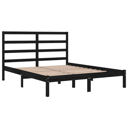 Estrutura de cama 140x190 cm madeira de pinho maciça preto