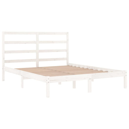 Estrutura de cama king 150x200 cm madeira maciça branco