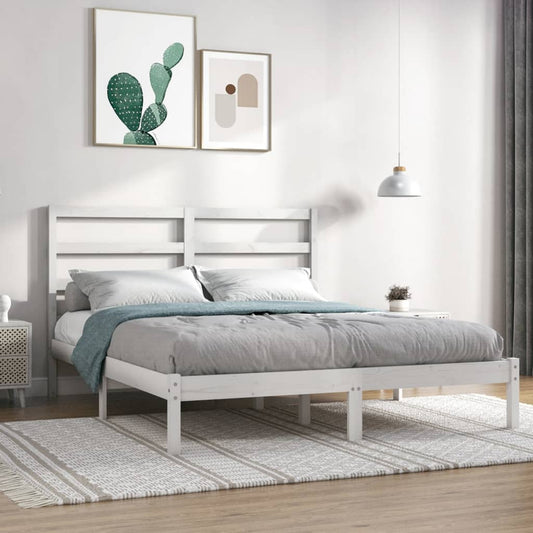 Estrutura de cama king 150x200 cm madeira maciça branco