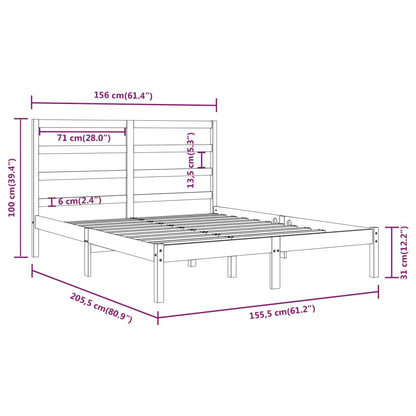 Estrutura de cama king 150x200 cm madeira maciça preto