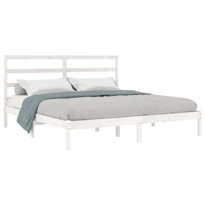 Estrutura de cama super king 180x200 cm madeira maciça branco