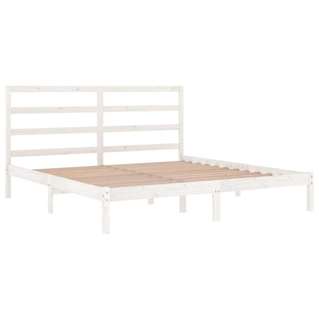 Estrutura de cama super king 180x200 cm madeira maciça branco