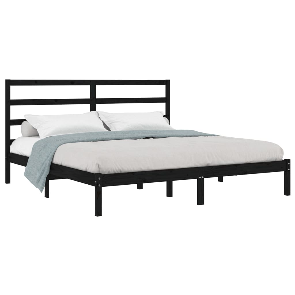 Estrutura de cama super king 180x200 cm madeira maciça preto