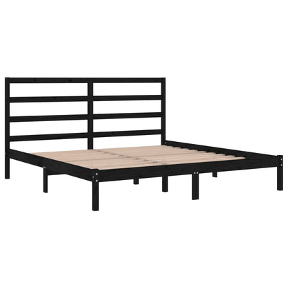 Estrutura de cama super king 180x200 cm madeira maciça preto