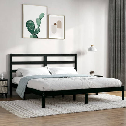 Estrutura de cama super king 180x200 cm madeira maciça preto