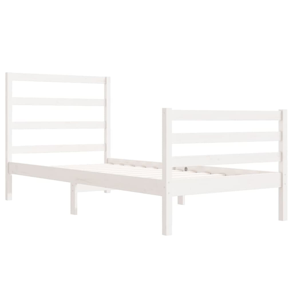 Estrutura cama solteiro 90x190 cm pinho maciço branco