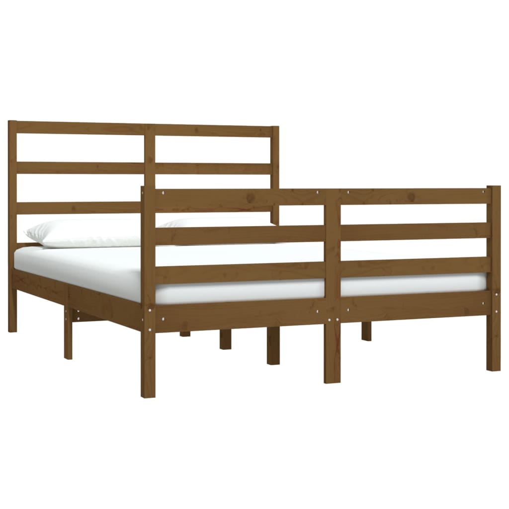 Estrutura de cama dupla pequena 120x190 cm pinho castanho mel