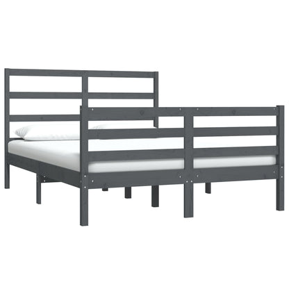 Estrutura de cama dupla 4FT6 135x190 cm pinho maciço cinzento