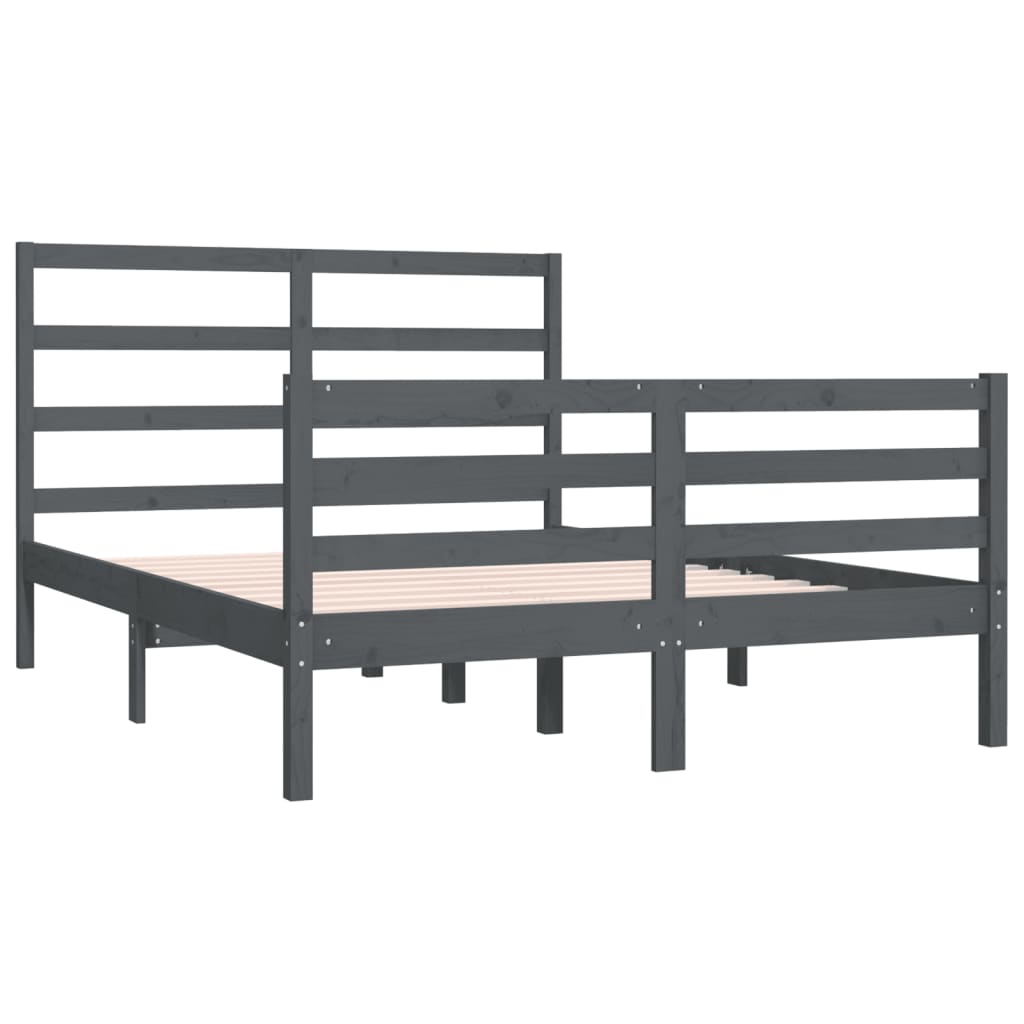 Estrutura de cama dupla 4FT6 135x190 cm pinho maciço cinzento