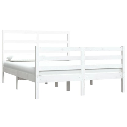 Estrutura de cama 140x190 cm madeira de pinho maciça branco