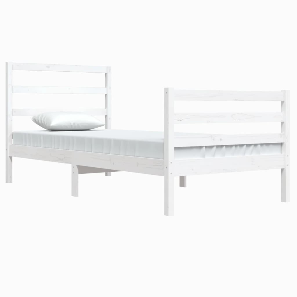 Estrutura de cama 90x200 cm pinho maciço branco