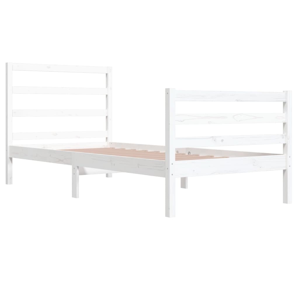 Estrutura de cama 90x200 cm pinho maciço branco