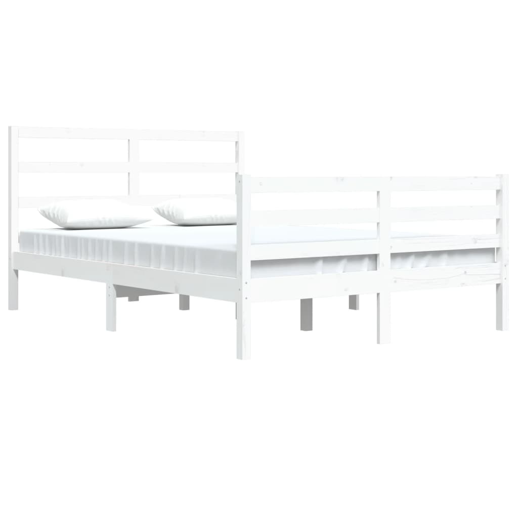 Estrutura de cama 140x200 cm madeira de pinho maciça branco