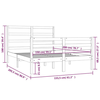 Estrutura cama king 150x200 cm pinho maciço castanho-mel