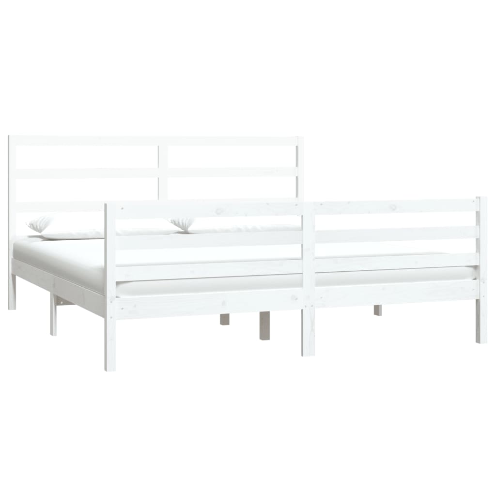 Estrutura de cama Super King 180x200 cm pinho maciço branco