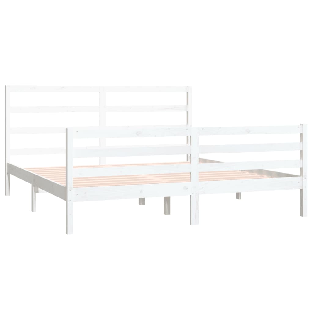 Estrutura de cama Super King 180x200 cm pinho maciço branco