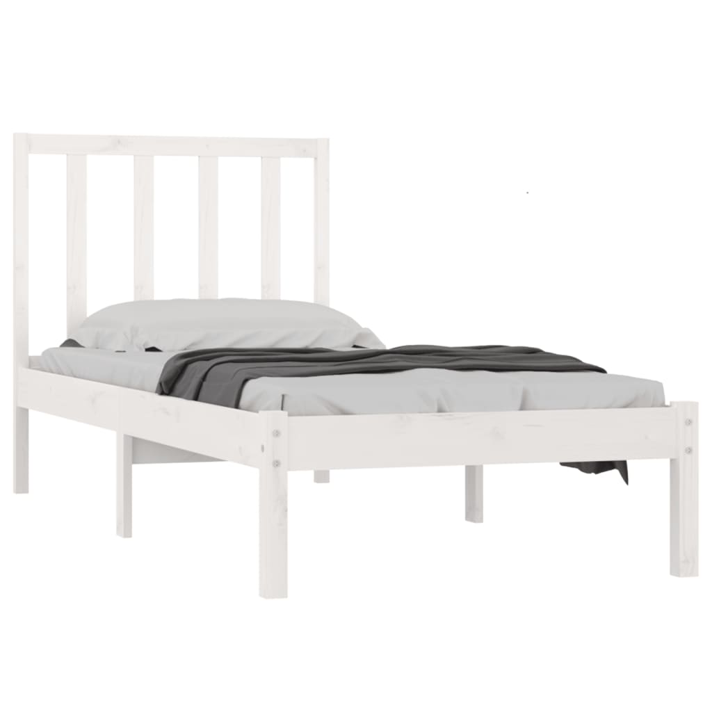 Estrutura cama solteiro 90x190 cm pinho maciço branco